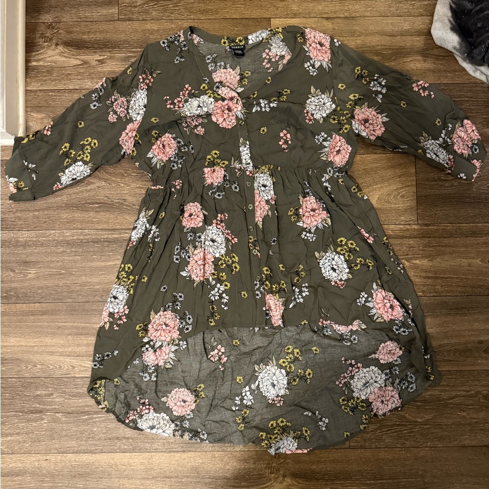 Torrid Kids Floral Dress - Olive and Pink